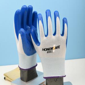HONORSAFEN301 丁腈涂層防護勞保手套 白藍色 12副/打 均碼