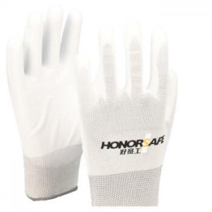 T501 13針白色PU涂掌防護(hù)勞保手套 12副/打 M碼