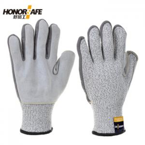 PE-112 牛二層皮防切割防刺穿勞保手套 8碼 1副