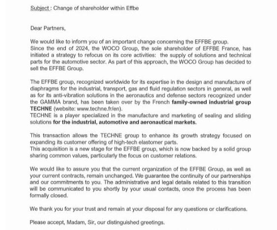 Techné 集團(tuán)收購(gòu)法國(guó) EFFBE 公司，強(qiáng)化歐洲高端制造布局